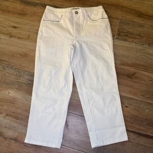 Laura Ashley Pants 5 Pockets White Superior Stretch‎ Size 6 & 20" Inseam
